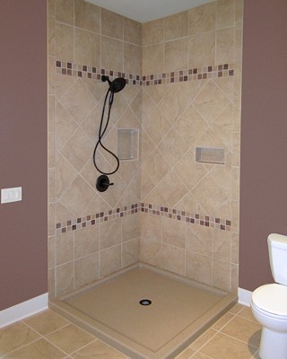 Dual curb tiled walk in shower