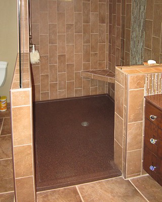 Custom low profile tile walk in shower